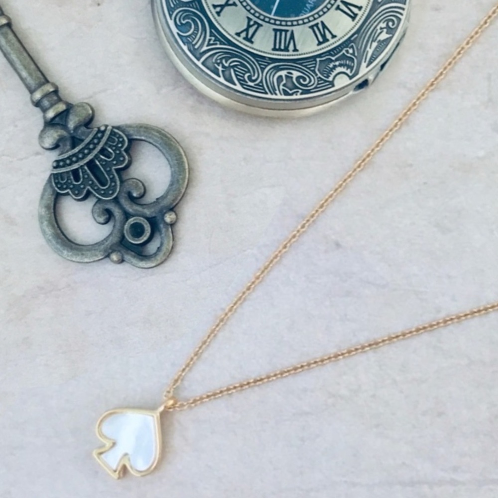 KATE SPADE • Mini Signature Spade Mother of Pearl Pendant Necklace - Picture 10 of 10